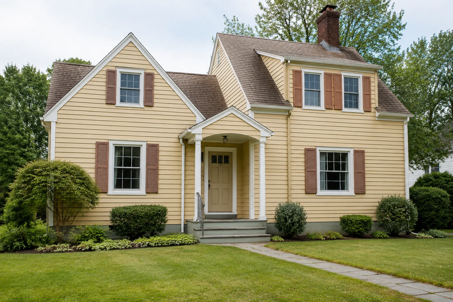 Faded house exterior before an AI color update