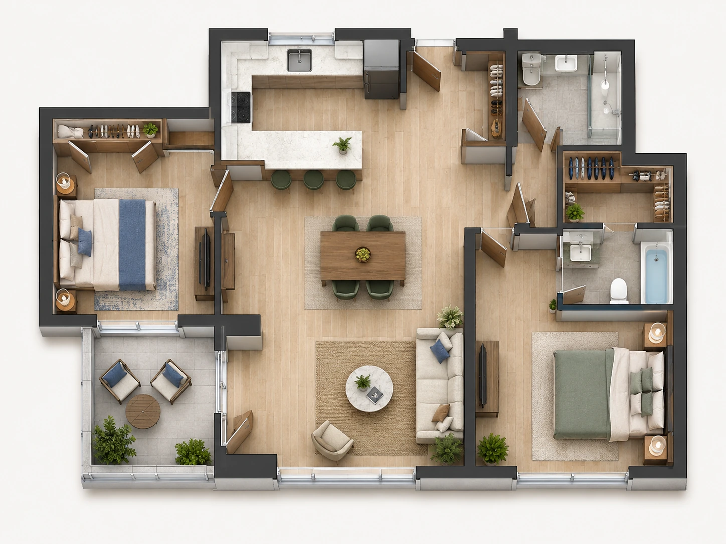 AI floor plan editor showing a selected room updated with local editing