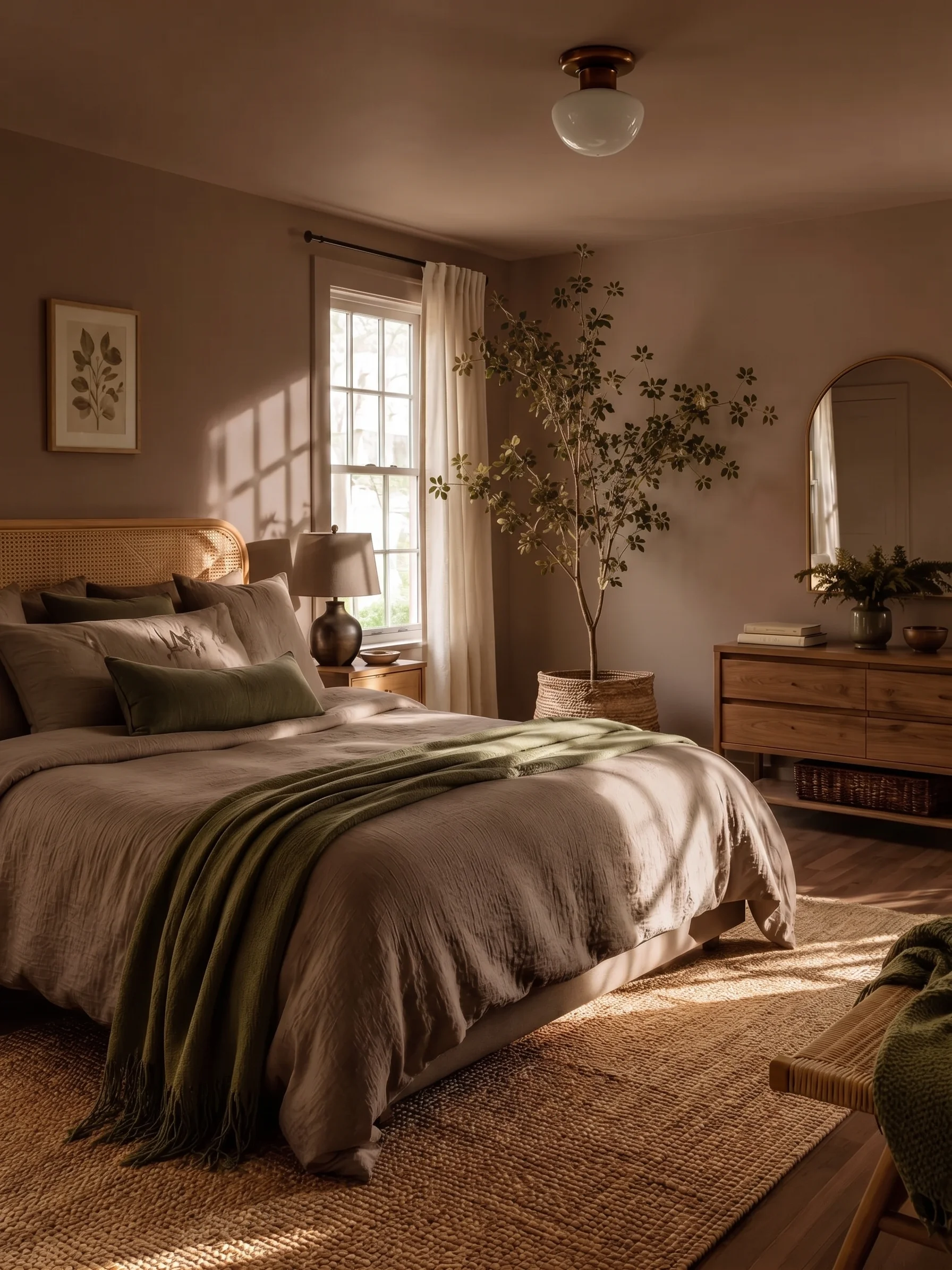 Bedroom with earthy tones wall paint visualization
